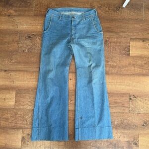 Brittania Vintage Blue Denim High Rise Flare Bell Bottom Jeans